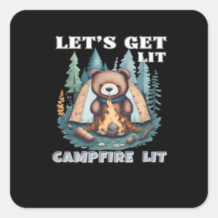 Sticker Carré Laissons-nous ! Classique feu de camp