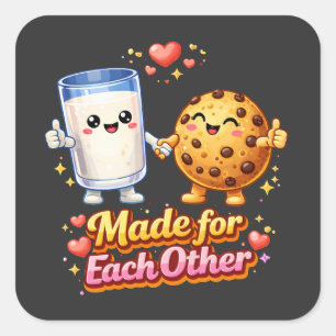 Sticker Carré Lait & Cookies – Faits l'un pour l'autre Alimentat