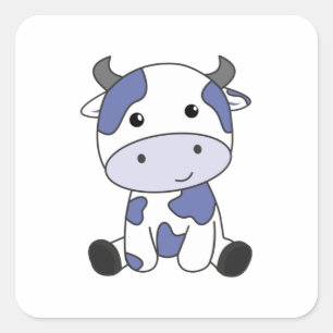 Sticker Carré Lait de vache Kawaii Blueberry japonais