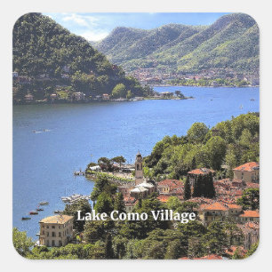 Sticker Carré Lake Como Village, photo pittoresque,