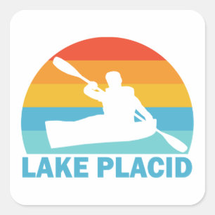Sticker Carré Lake Placid New York Kayak