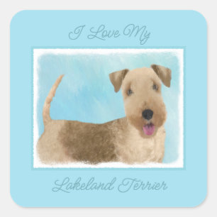 Sticker Carré Lakeland Terrier Peinture - Cute Original Chien Ar