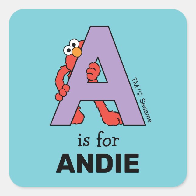 Sticker Carré L'alphabet d'Elmo | Un Alphabet Violet (Devant)