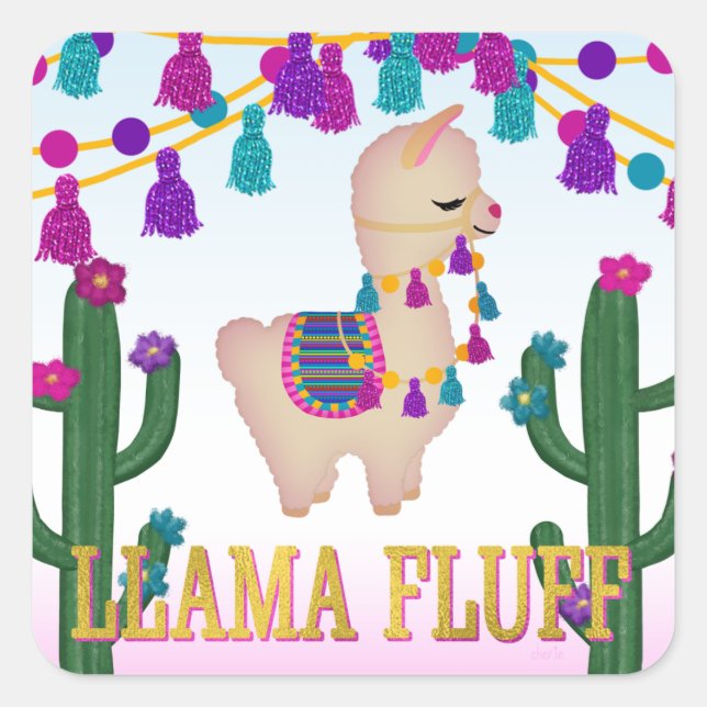Sticker Carré LAMA FLUFF Carré Treat Bag Topps (Devant)