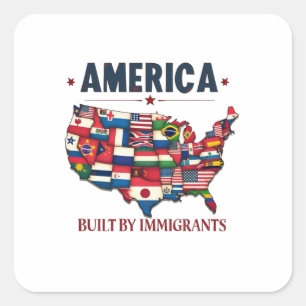 Sticker Carré L'Amérique bâtie par les immigrants L'Amérique pat