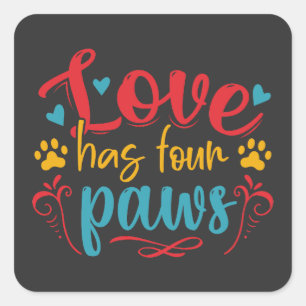 Sticker Carré L'amour a quatre pattes de chien