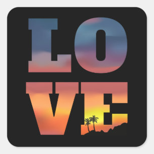 Sticker Carré L'amour du coucher de soleil tropical