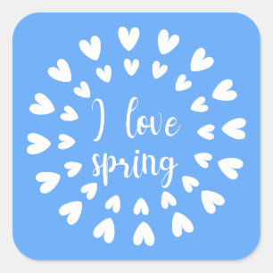 Sticker Carré L'Amour du Printemps, Petits Coeurs