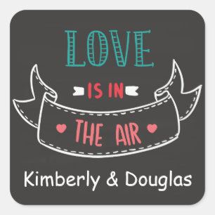 Sticker Carré L'Amour Est Dans L'Air Black Chalkboard Personnali