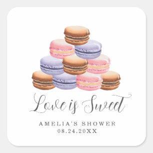 Sticker Carré L'amour est Fête des mariées douce Macaron