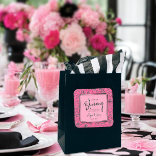 Sticker Carré L'amour est florissant rose et noir mariage