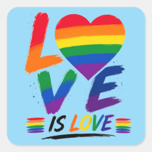 Sticker Carré L'amour est l'amour – Conception de pinceau Rainbo