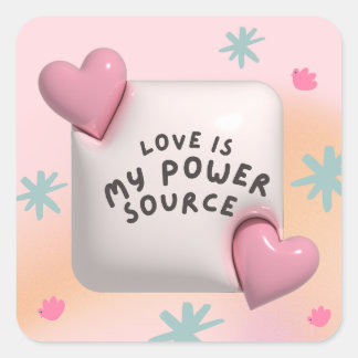 Sticker Carré L'amour est ma source d'énergie