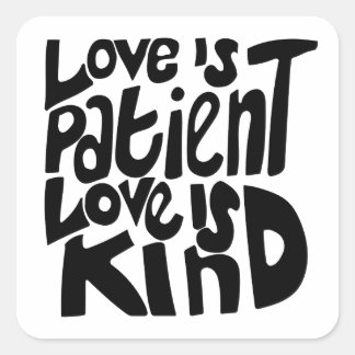 Sticker Carré L'amour est Patient Type 1 Corinthiens 13:4 Noir