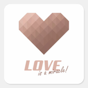 Sticker Carré L'amour est un miracle coeur d'or rose
