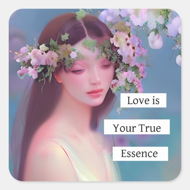 Sticker Carré L'amour est votre véritable essence | Fée comme an (Devant)