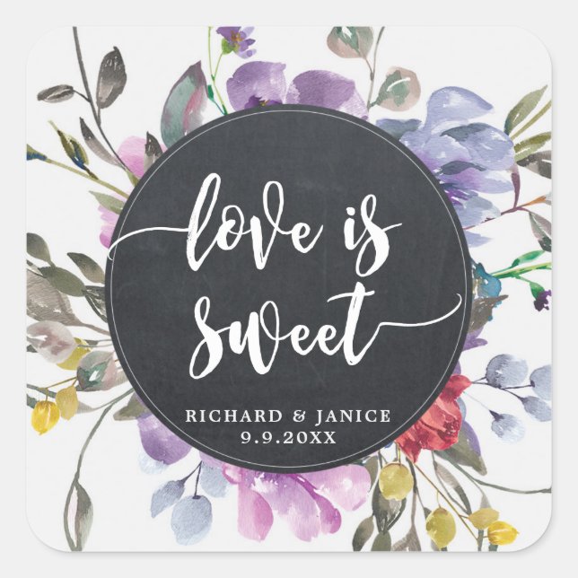 Sticker Carré L'amour floral fleur sauvage est mariage autocolla (Devant)