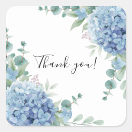 Sticker Carré Lancement de mariage floral d'hortensia bleu