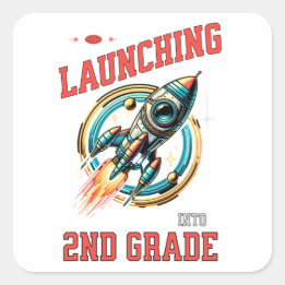 Sticker Carré Lancement en 2e année - Retour à l'école
