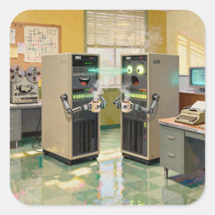 Sticker Carré « Langage Machine » - Technologie humoristique
