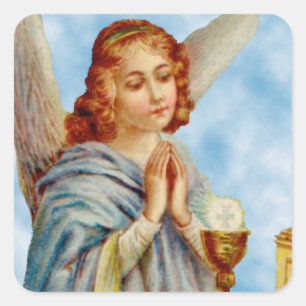 Sticker Carré L'ange considère la première communion