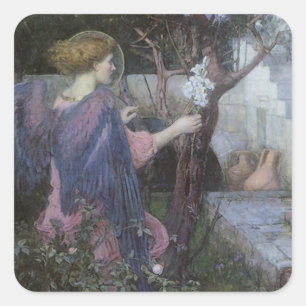 Sticker Carré L'Annonciation par John William Waterhouse