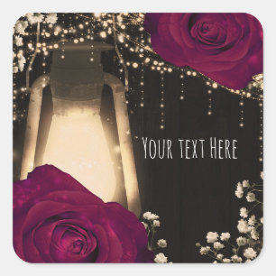 Sticker Carré Lanterne Rustique Glow Magenta Roses de Baie Maria