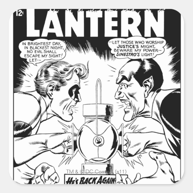 Sticker Carré Lanterne verte vs Sinestro, noir et blanc (Devant)
