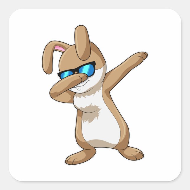 Sticker Carré Lapin à Hip hop Dance Dab (Devant)