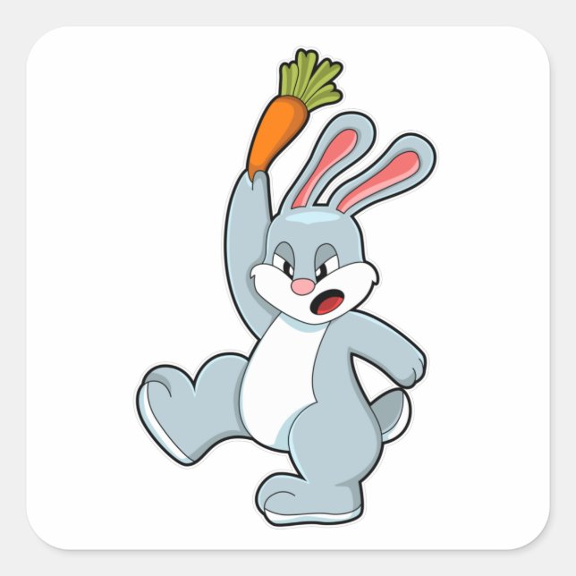 Sticker Carré Lapin avec carotte (Devant)