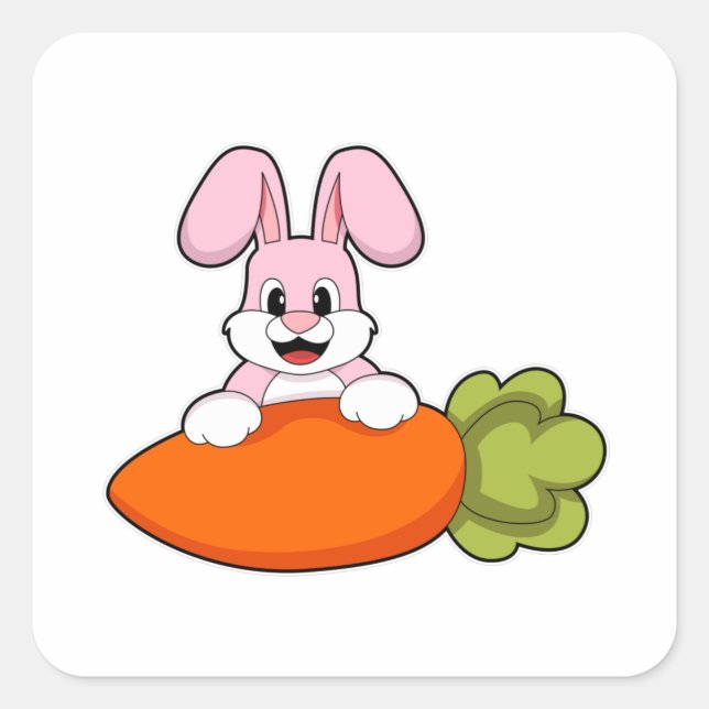 Sticker Carré Lapin avec carotte (Devant)