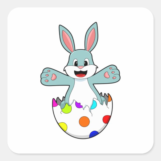 Sticker Carré Lapin avec oeuf (Devant)
