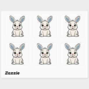 Sticker Carré Lapin Blanc