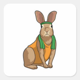 Sticker Carré Lapin comme coureur avec serviette
