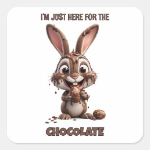 Sticker Carré Lapin de Pâques drôle – Création de Pâques mignonn