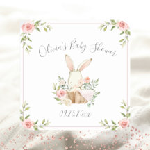 Lapin de Pâques Floral Rose Baby Shower