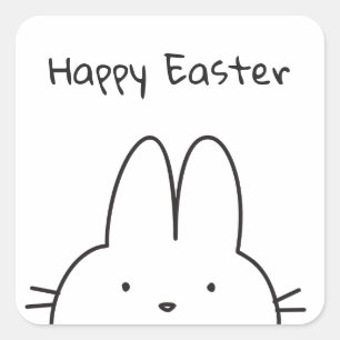 Sticker Carré Lapin de Pâques heureux