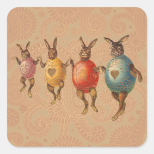 Sticker Carré Lapin de Pâques Œufs Dansants