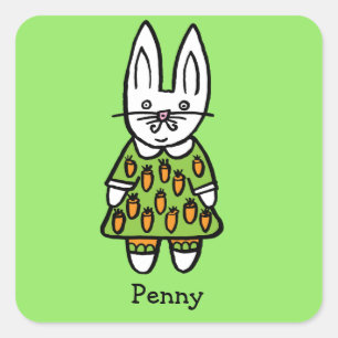 Sticker Carré Lapin de Pâques personnalisé Penny