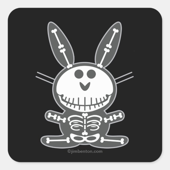 Sticker Carré Lapin de squelette (Devant)