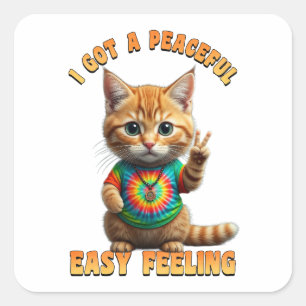 Sticker Carré Lapin Hippie Boho Paisible Facile à Ressentir