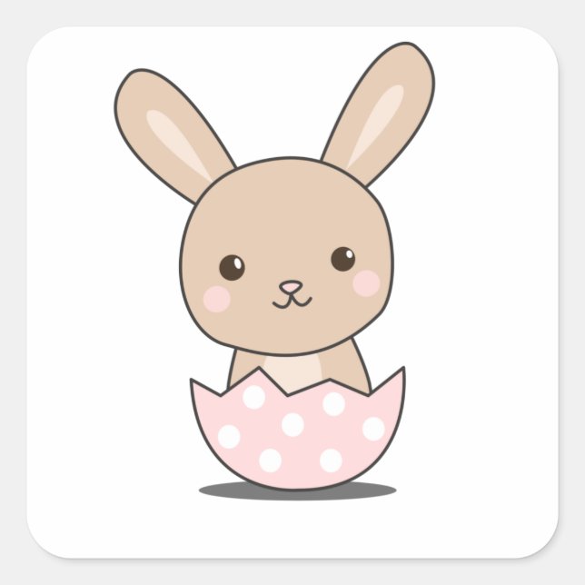 Sticker Carré Lapin Lapin Mets Animaux Pour Enfants Lapin Pâques (Devant)