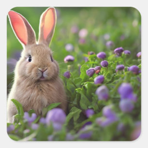 Sticker Carré Lapin mignon
