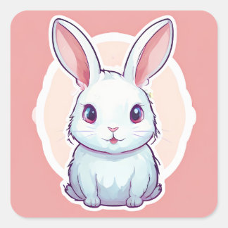 Sticker Carré lapin mignon