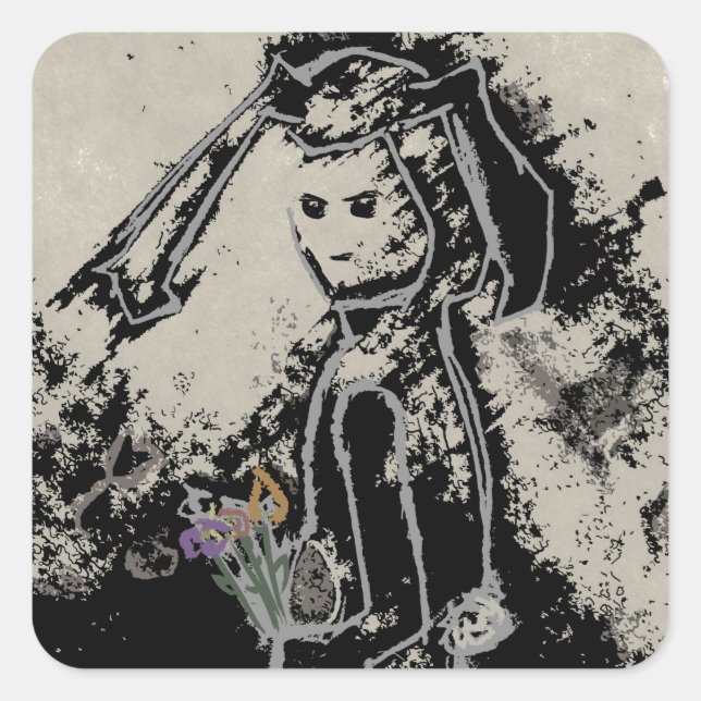 Sticker Carré lapin sinistre (Devant)