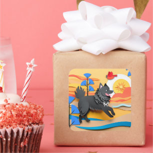 Sticker Carré LAPPY GO LUCKY Lapphund