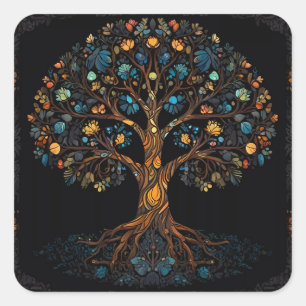 Sticker Carré L'Arbre En Mosaïque Enchantée