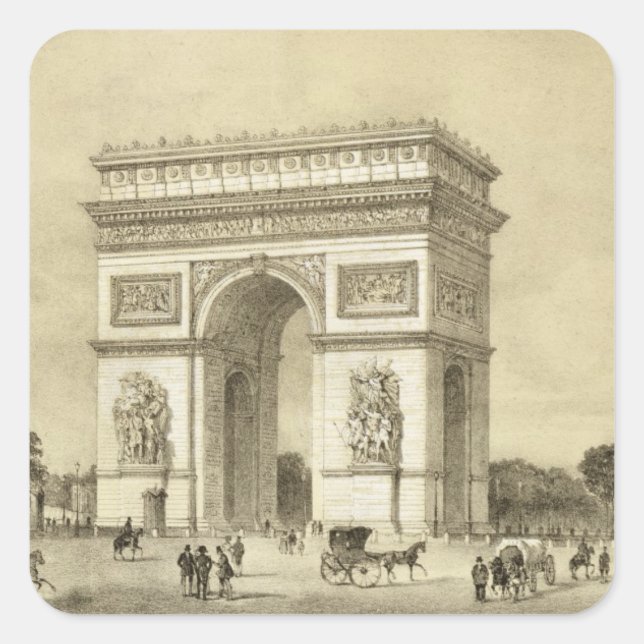 Sticker Carré L'Arc de Triomphe, Paris, gravée par Auguste Bry (Devant)