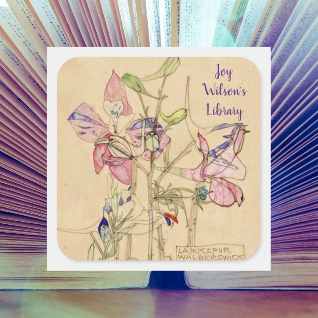 Sticker Carré Larkspur WalberBrunswick par Charles Mackintosh (Créateur téléchargé)