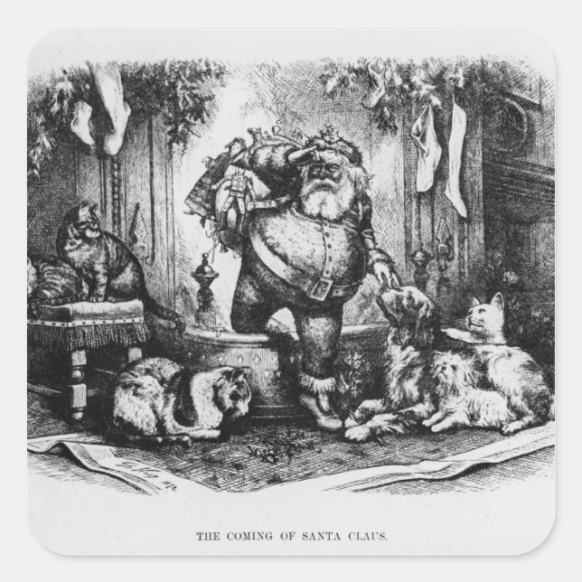 Sticker Carré L'arrivée du Père Noël, 1872 (Devant)